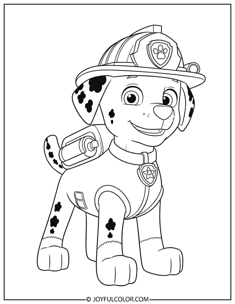 Marshall Standing Ready for Rescue Coloring Page