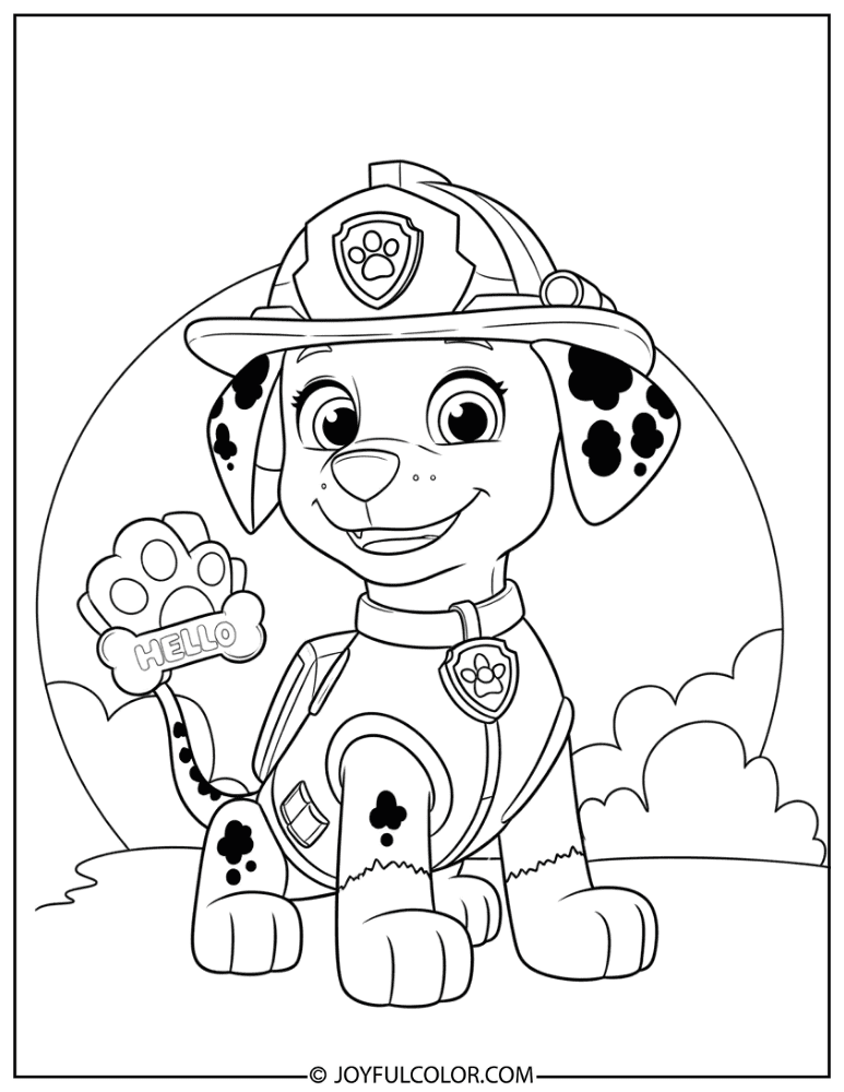 Marshall Waving Hello Coloring Page