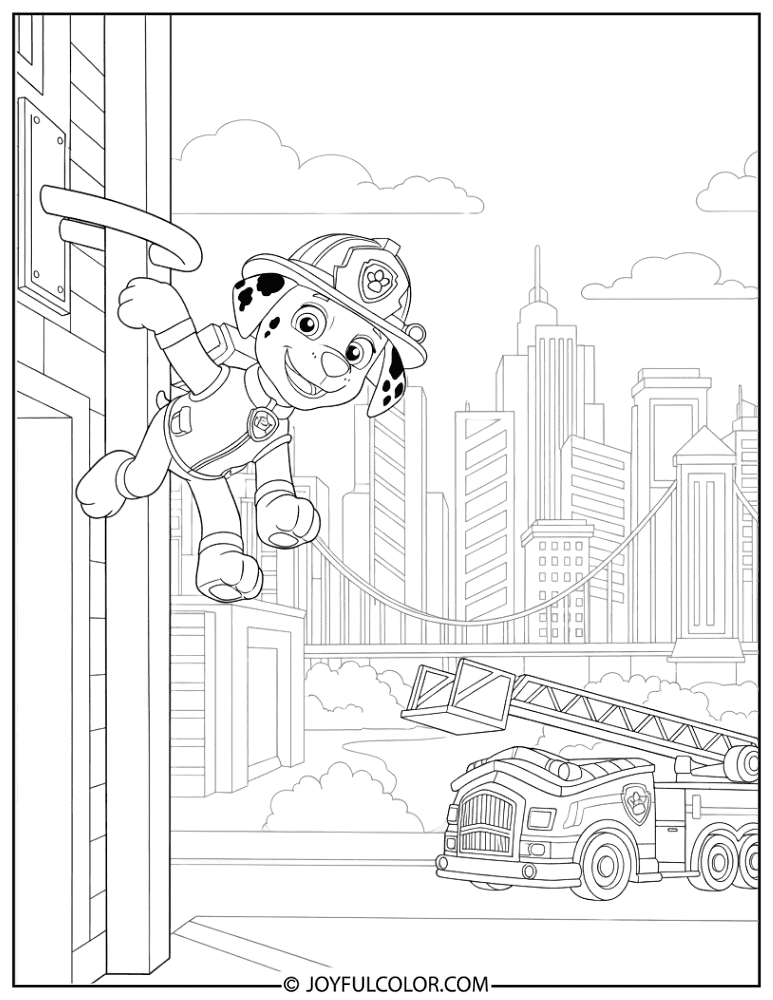 Marshall on a City Rescue Mission Coloring Page