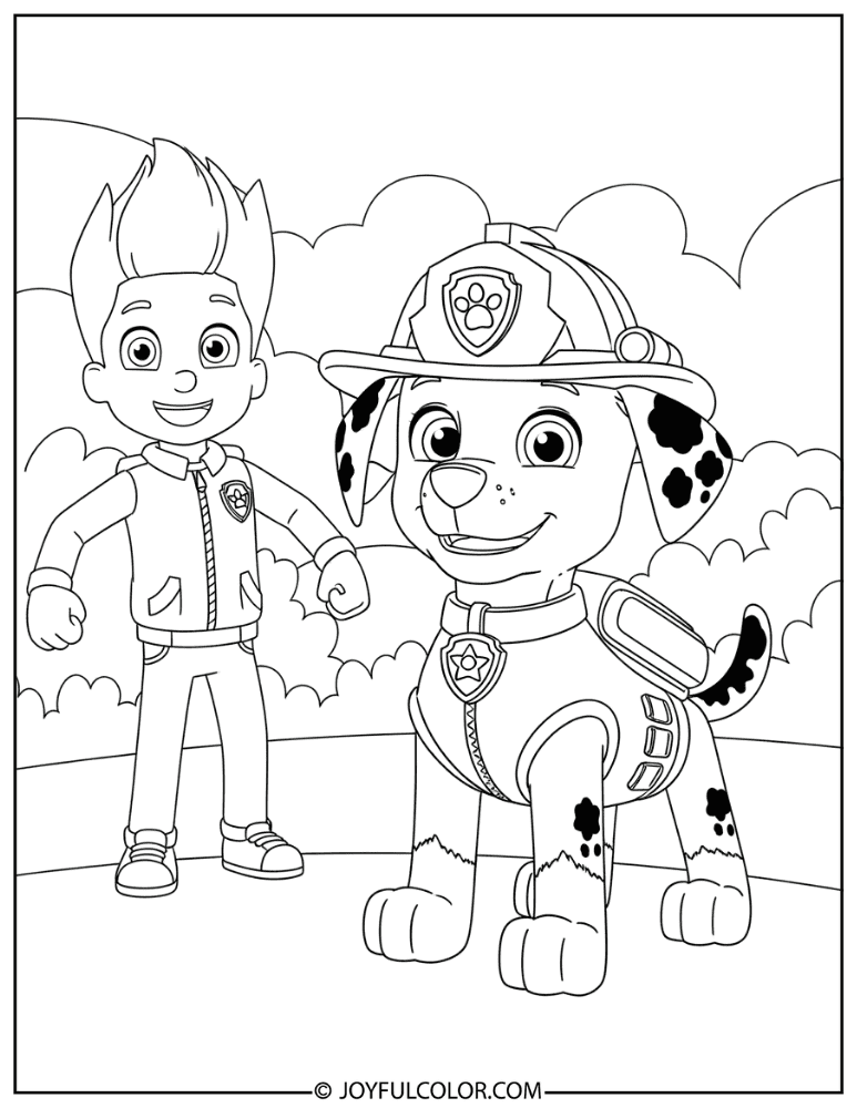 Marshall with Ryder Coloring Page