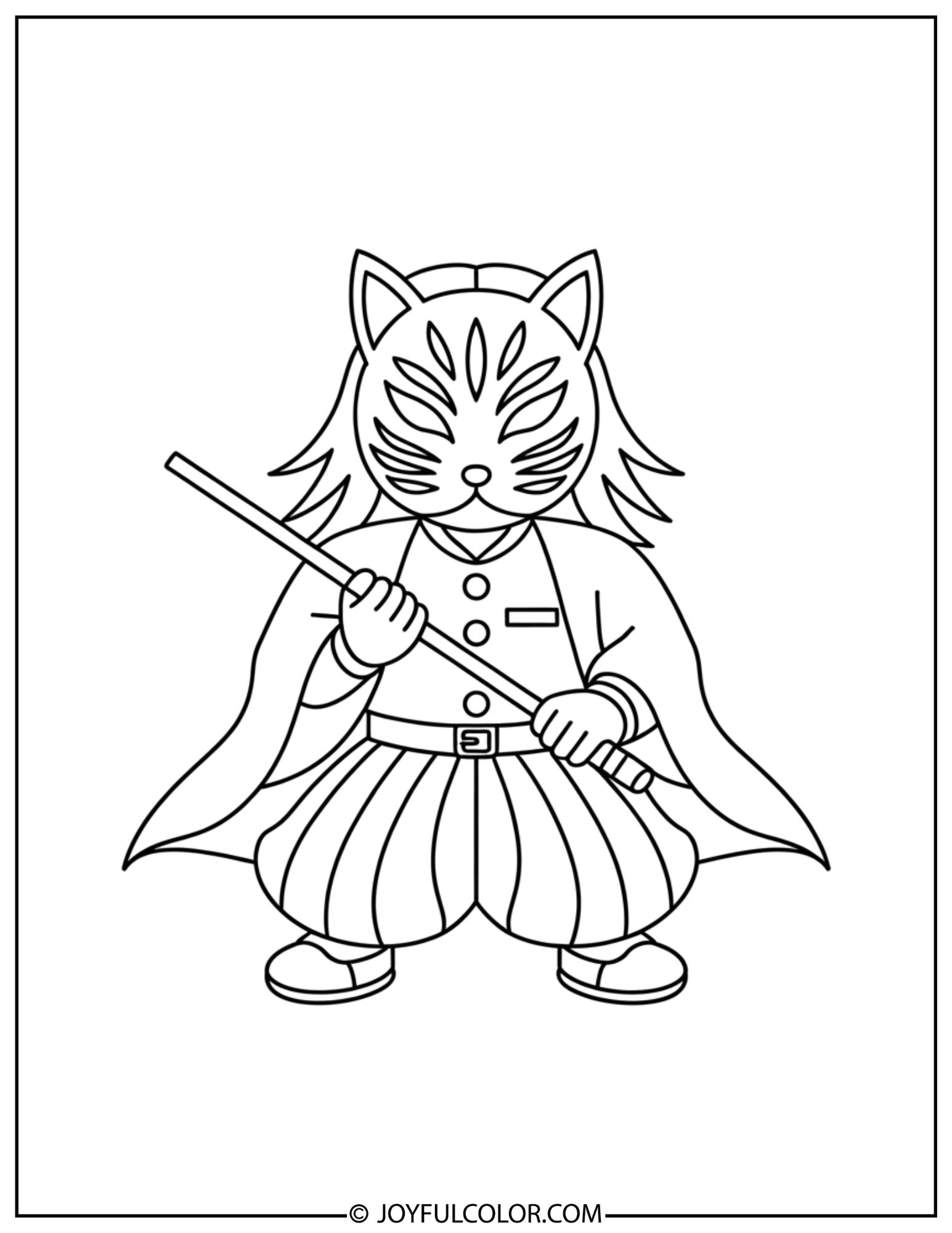 Masked Demon Slayer Coloring Page