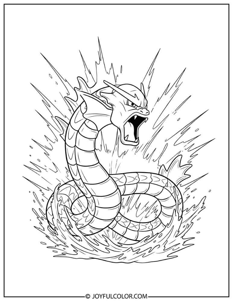Mega Gyarados Battle Coloring Page