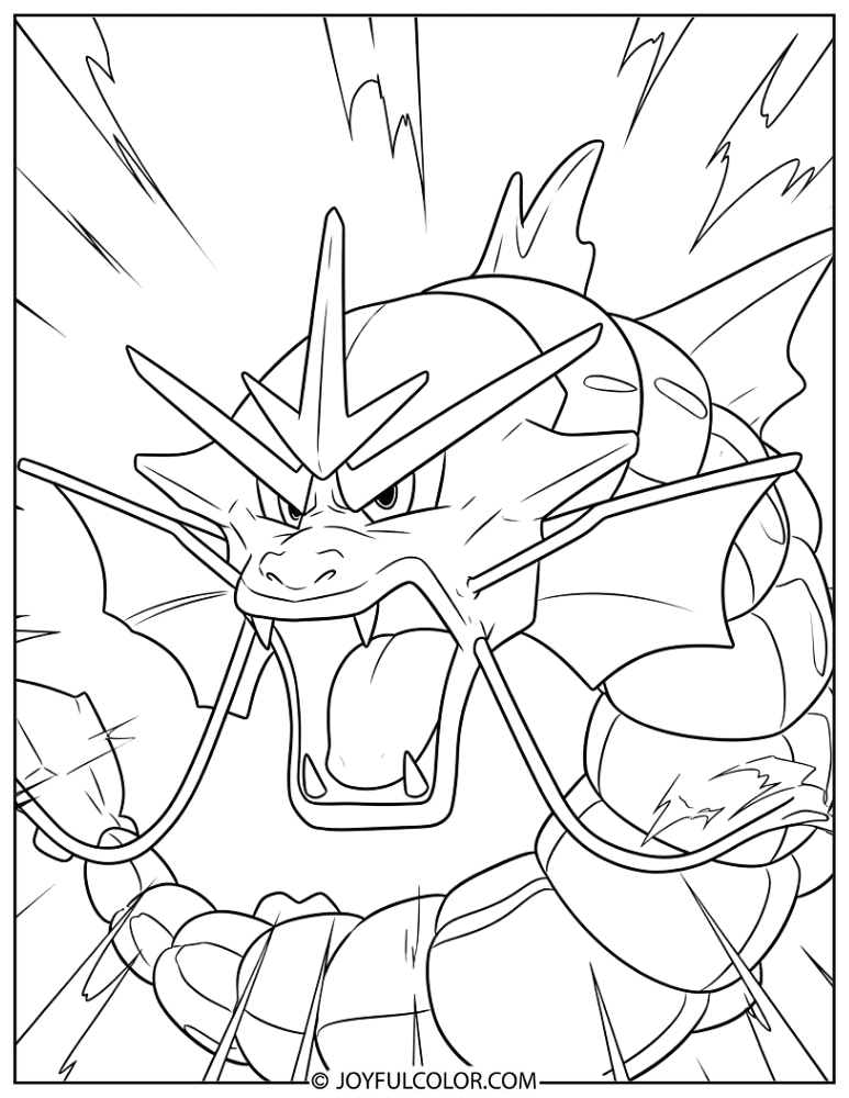 Mega Gyarados Fierce Coloring Page