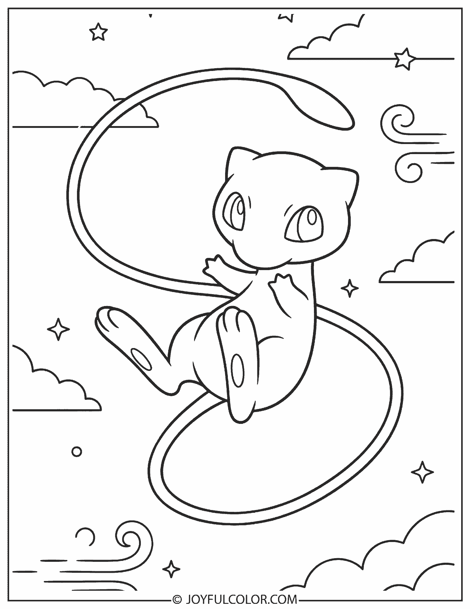 Mew Floating Coloring Page