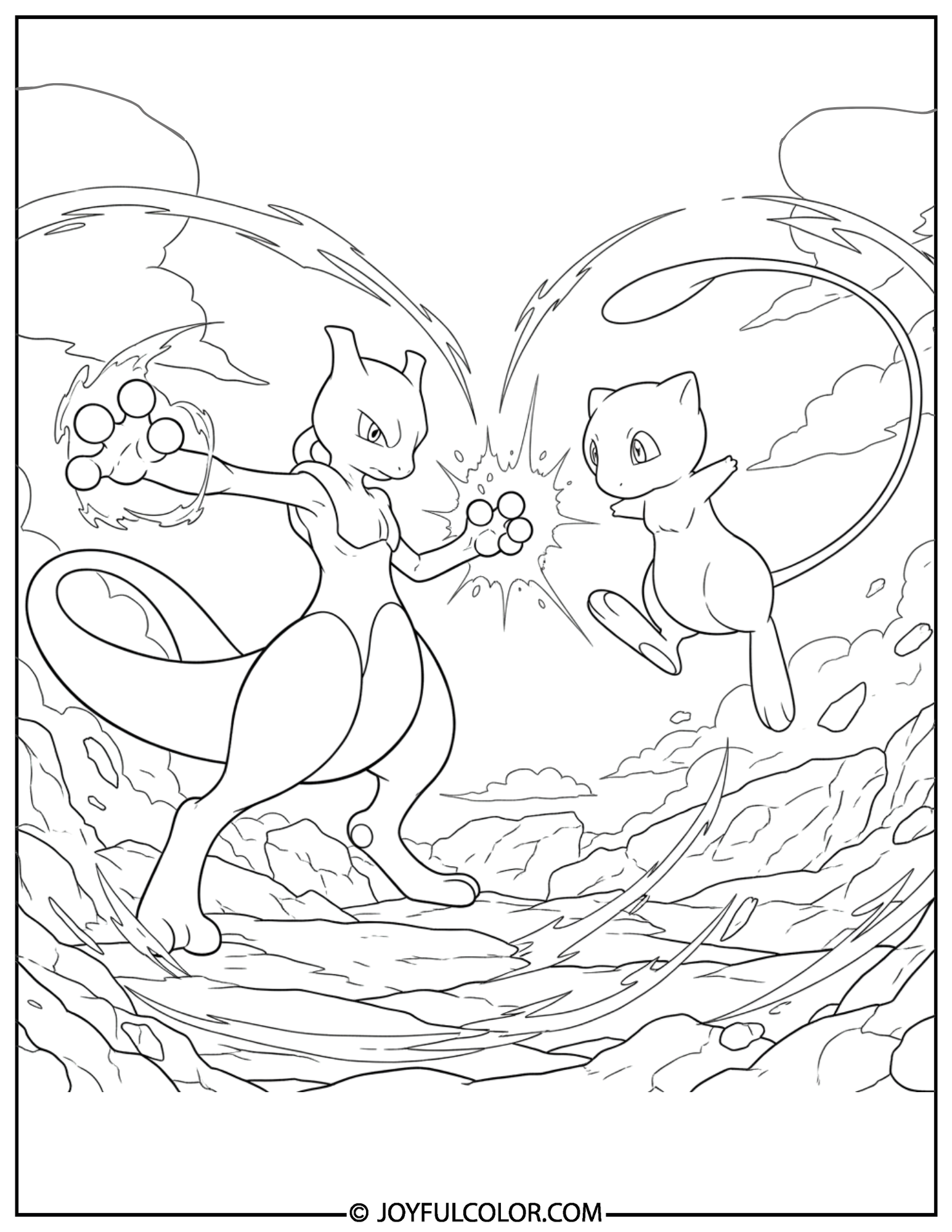 Mewtwo and Mew Battle