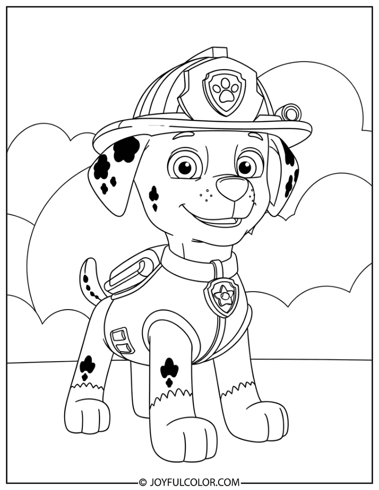 Mighty Pups Marshall Hero Pose Coloring Page
