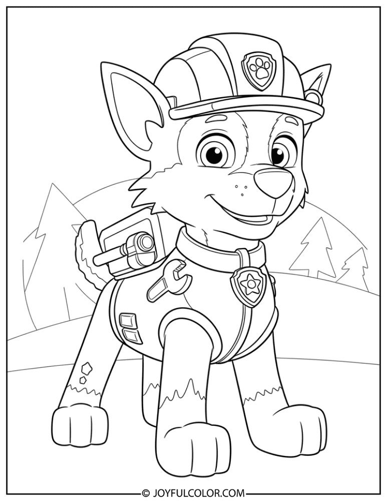 Mighty Pups Rocky in Hero Suit Coloring Page