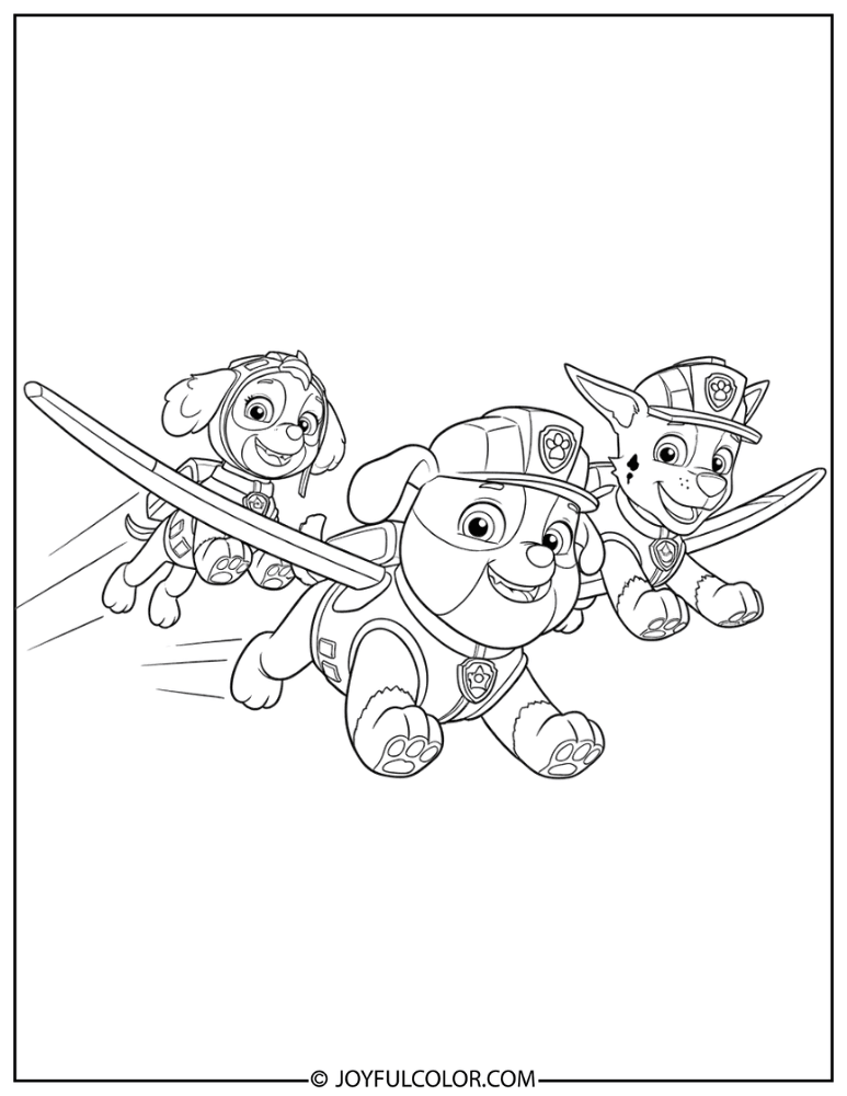 Mighty Pups Rubble Flying Coloring Page