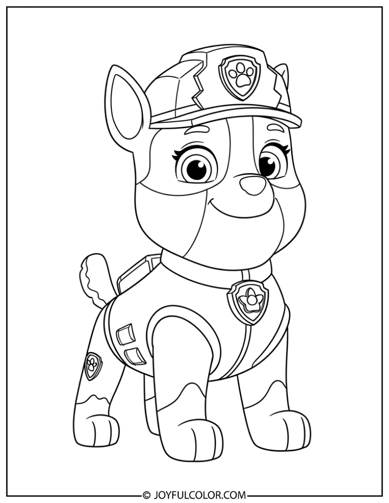 Mighty Pups Rubble in Hero Suit Coloring Page