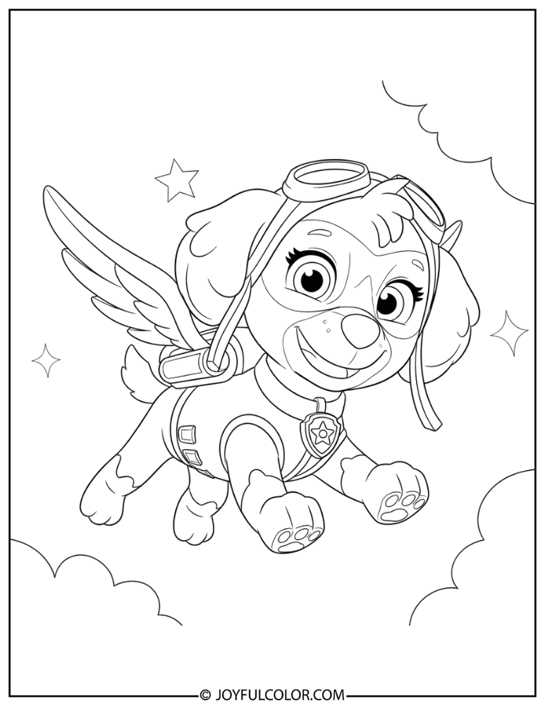 Mighty Skye in Super Suit Coloring Page