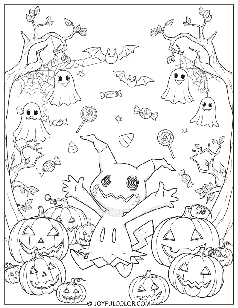 Mimikyu Halloween Coloring Page