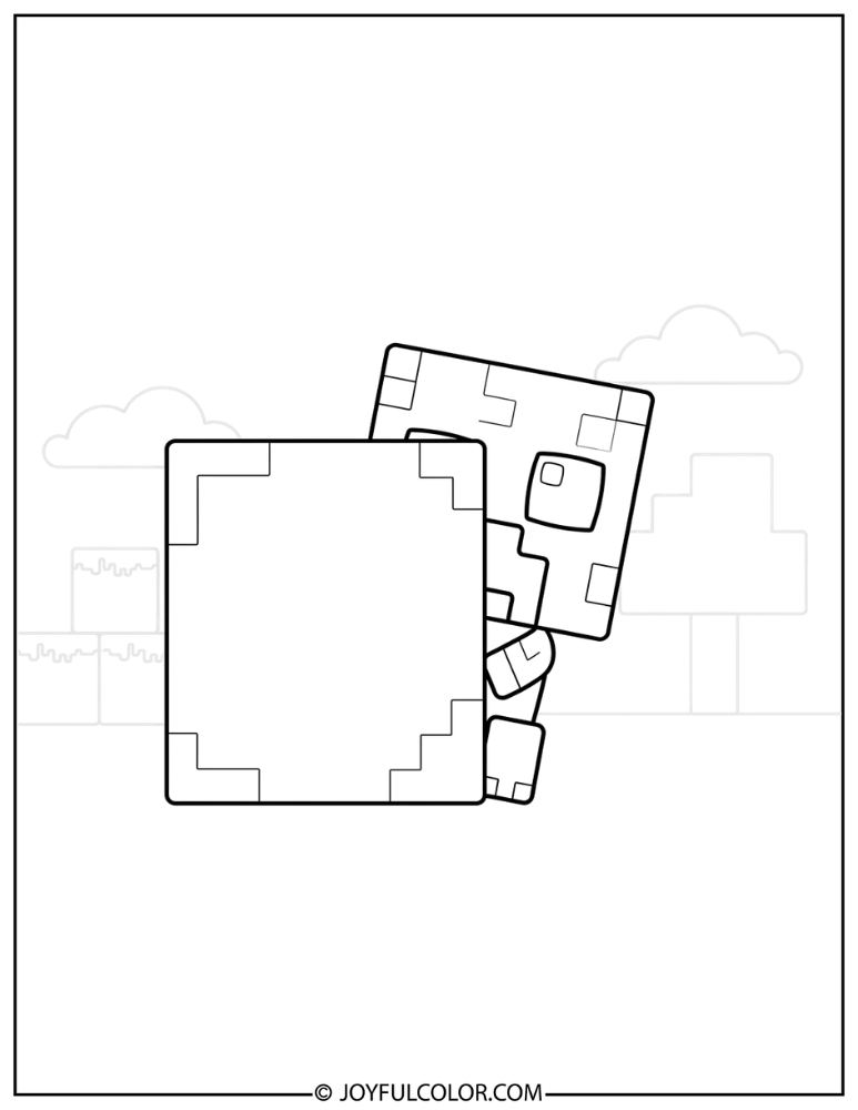 Mini Creeper Peeking Behind a Block Coloring Page