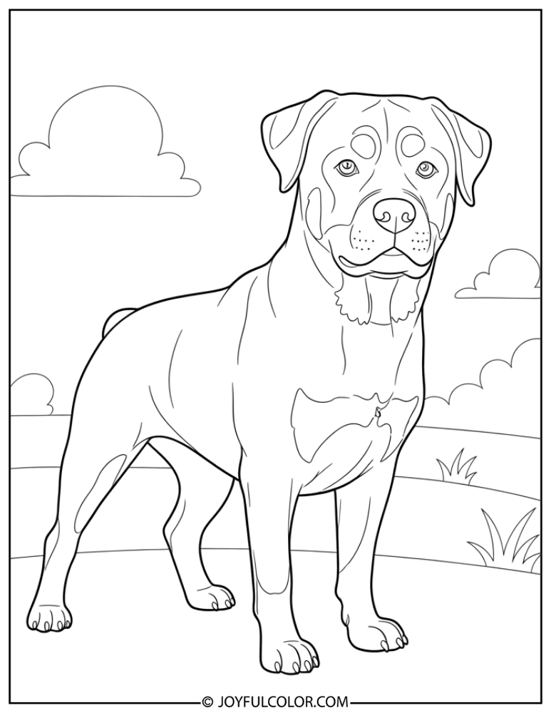 Minimal Detail Rottweiler Coloring Page