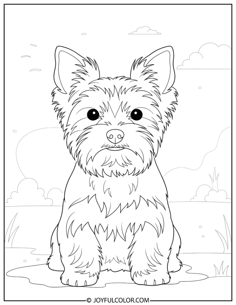 Minimal Detail Yorkie Coloring Page