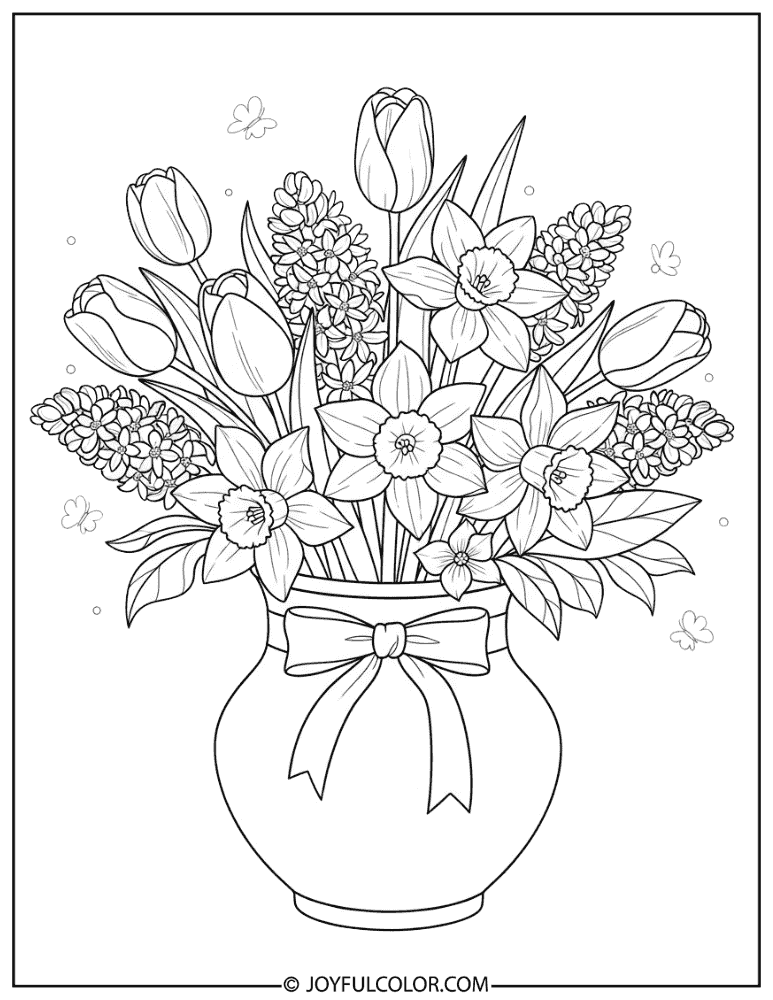 Mother’s Day Floral Bouquet Coloring Page