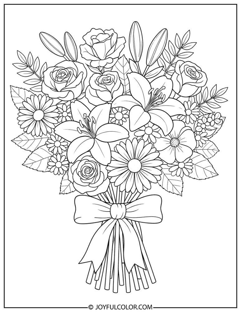 Mother’s Day Flower Bouquet Coloring Page