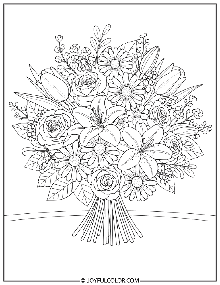 Mothers Day Flower Bouquet Coloring Page