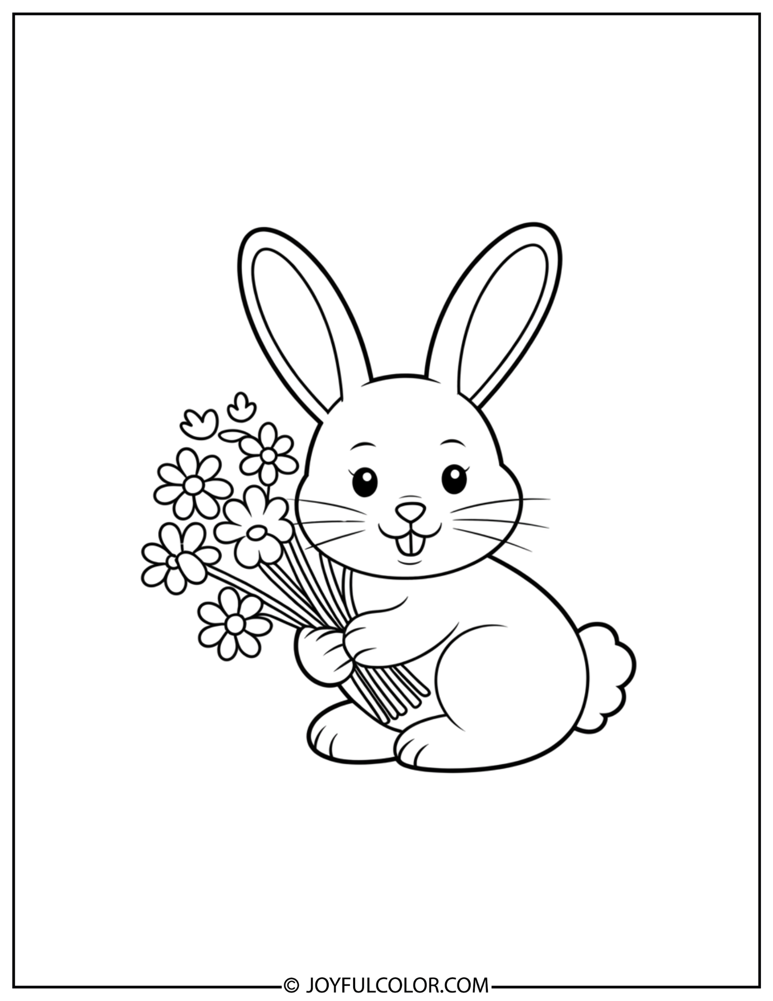 My Melody Holding Flowers Coloring Page