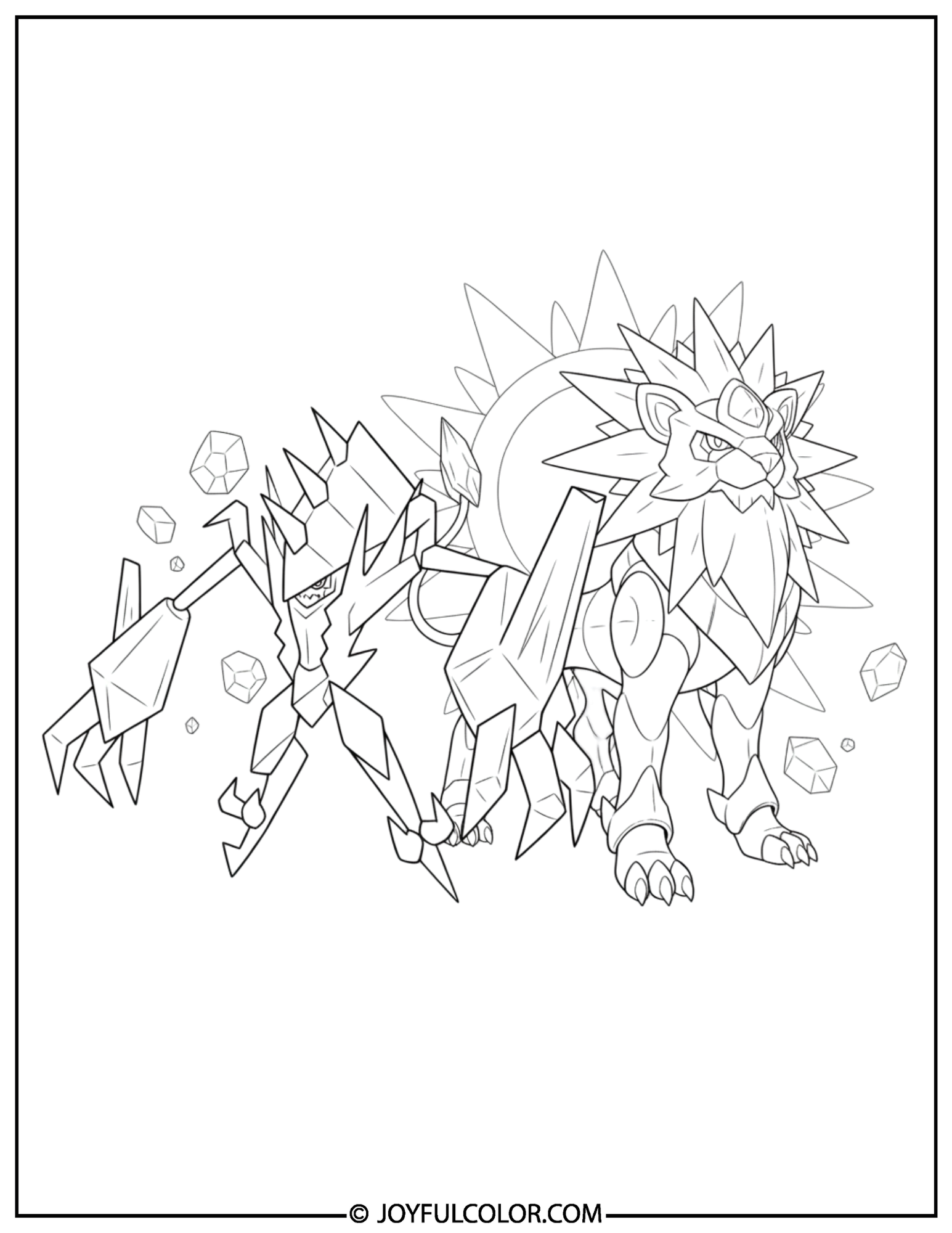 Necrozma and Solgaleo Coloring Page