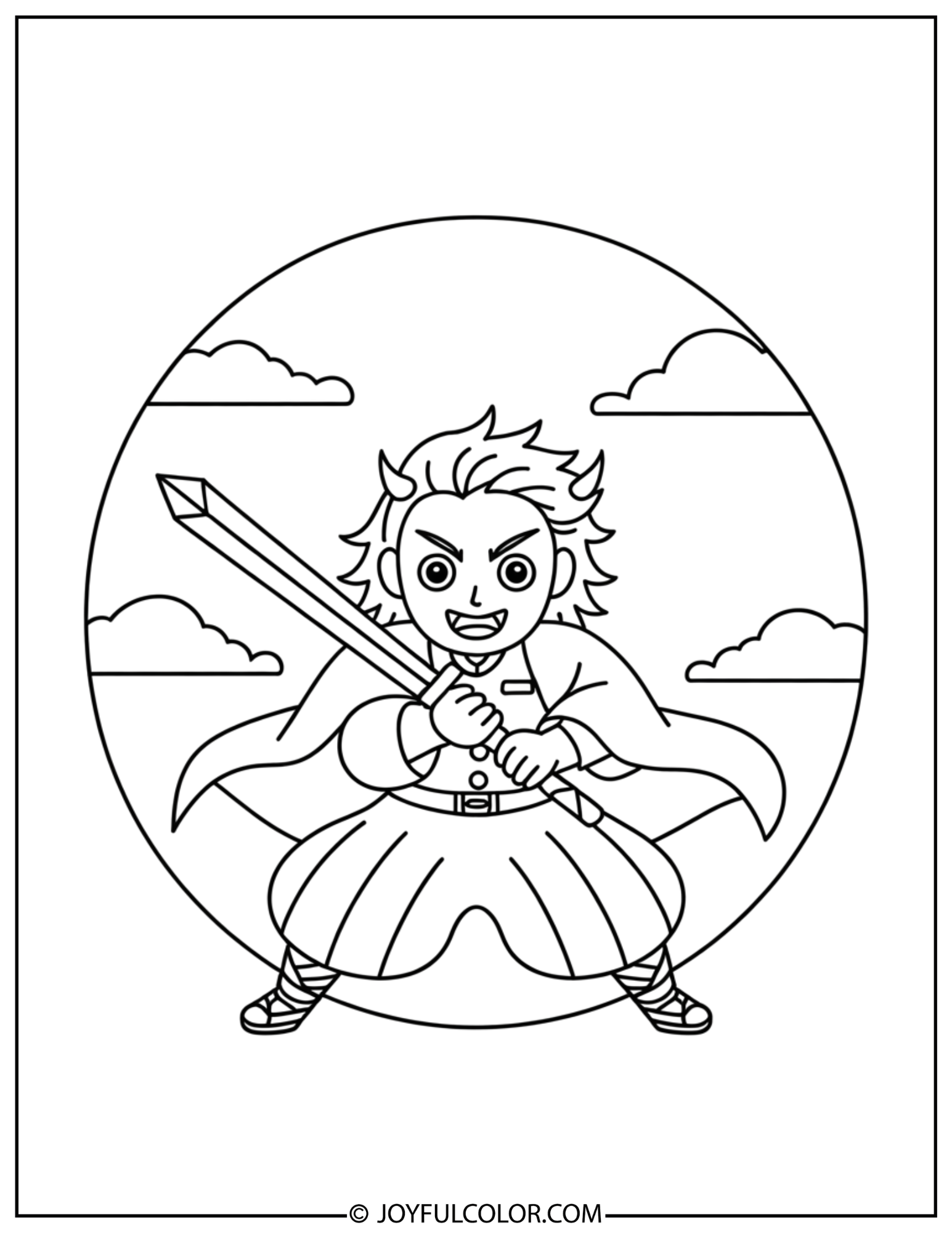 Night Battle Scene Coloring Page