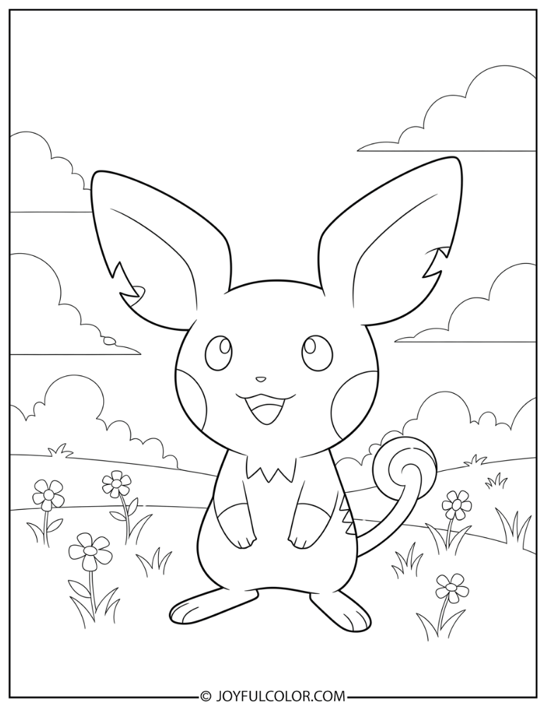 Notch Eared Pichu Coloring Page