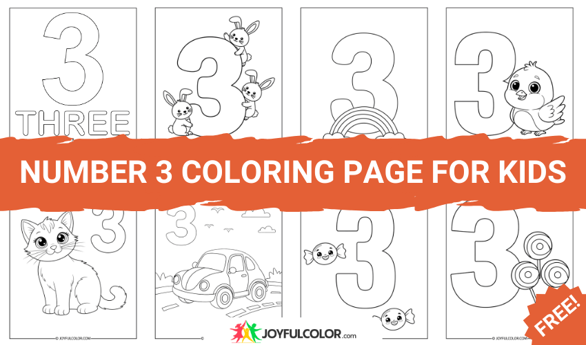 Number 3 Coloring Page for Kids