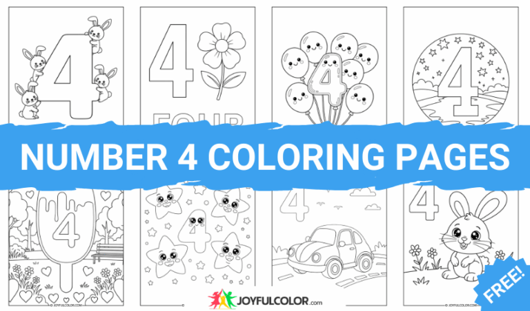 Number 4 Coloring Pages – FREE Printables for Preschool