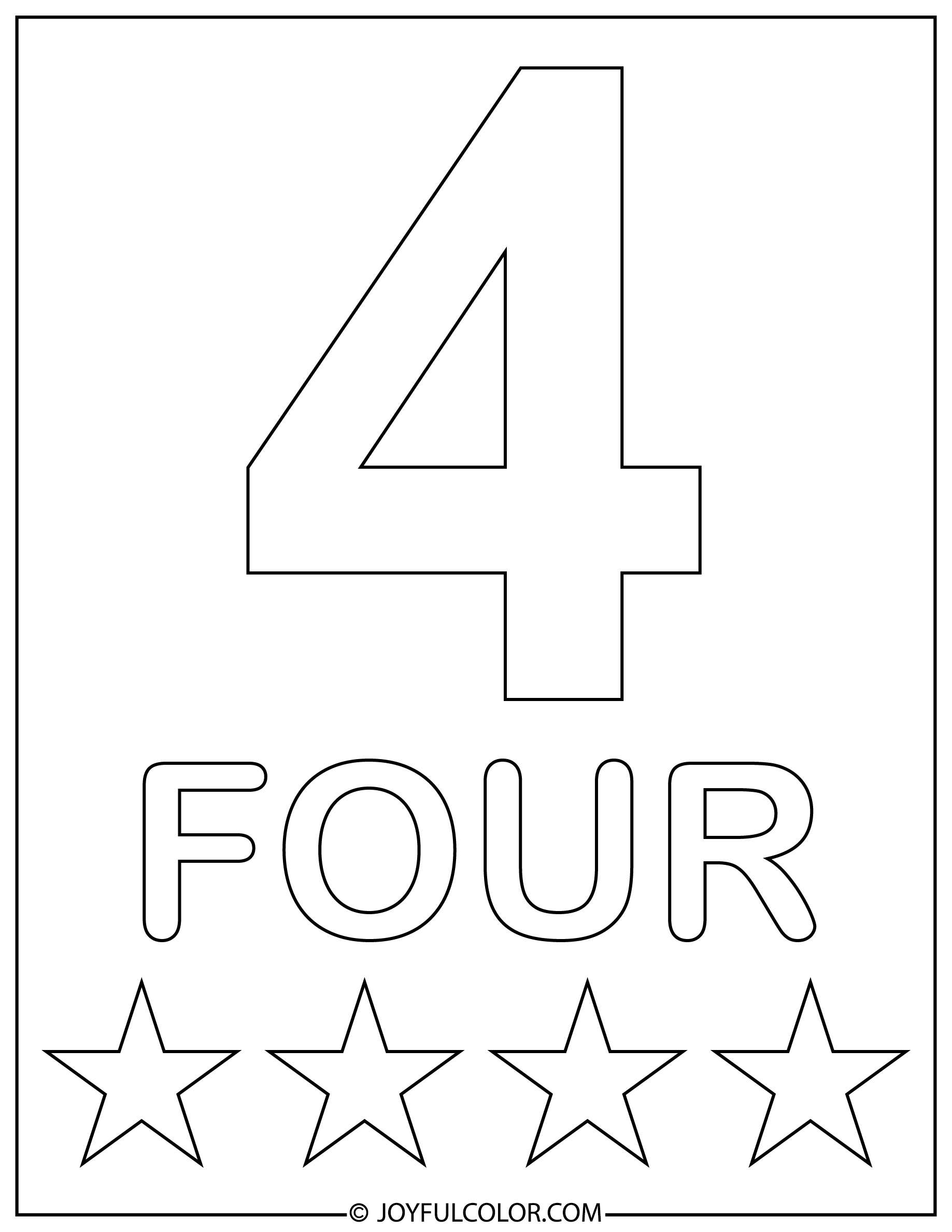 Number Four Coloring Pages