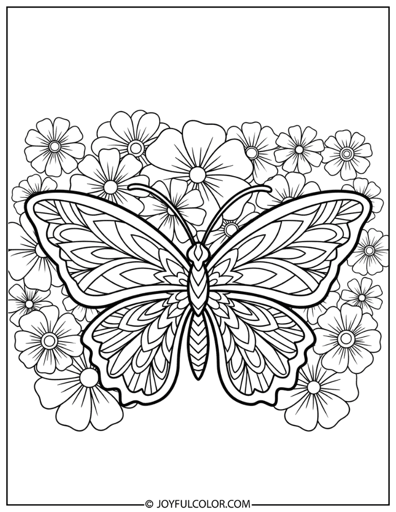 Ornamental Butterfly Mandala Coloring Page