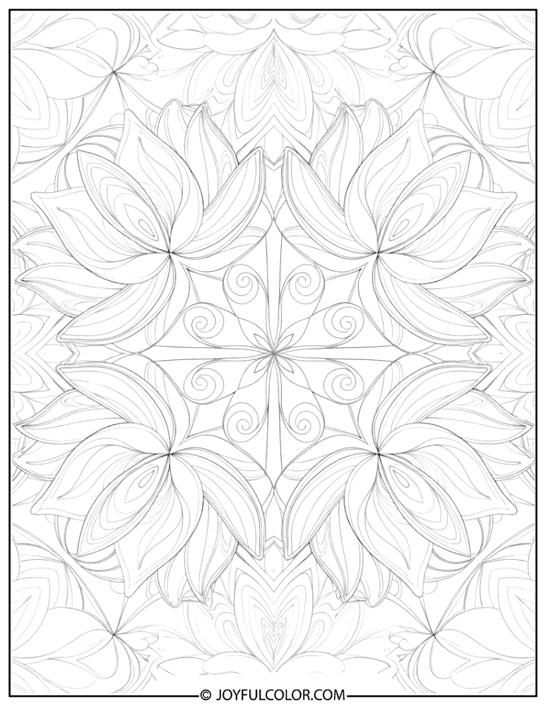 Ornamental Lotus Pattern Coloring Page