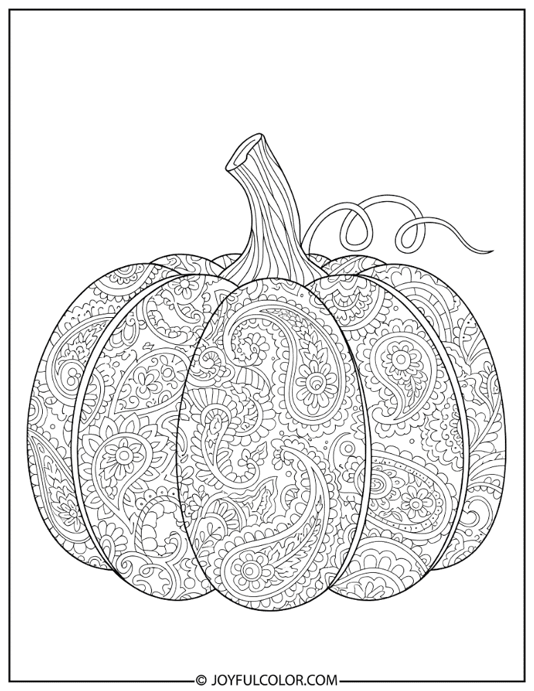 Paisley Pattern Pumpkin Coloring Page