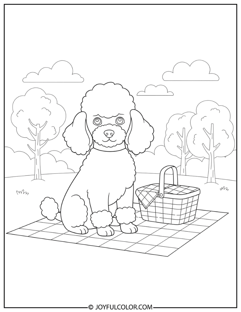Park Picnic Poodle Coloring Page