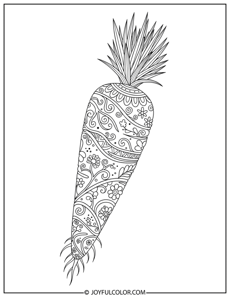 Patterned Fantasy Carrot Coloring Page