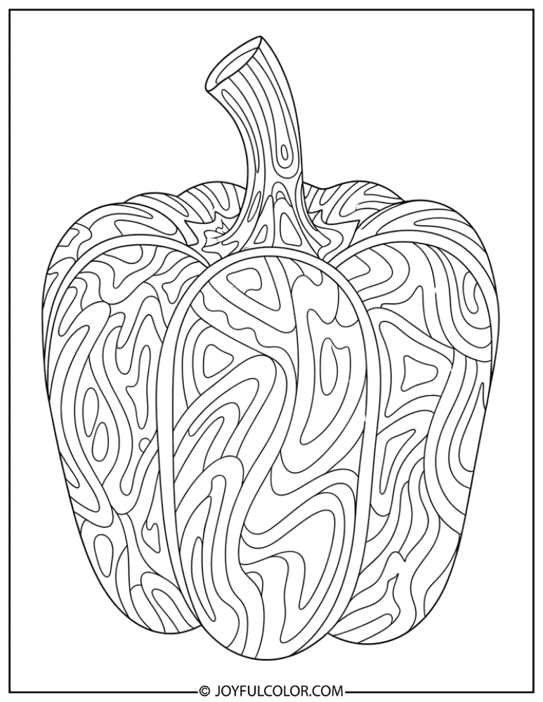 Patterned Pepper Art Coloring Page