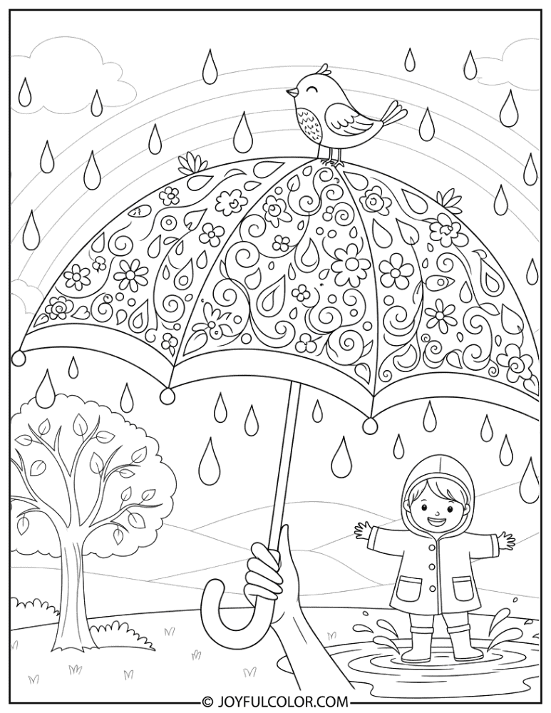 Patterned Umbrella Coloring Page