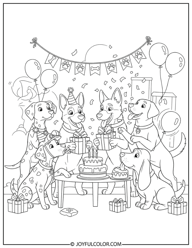 Paw Patrol Birthday Party Coloring Page