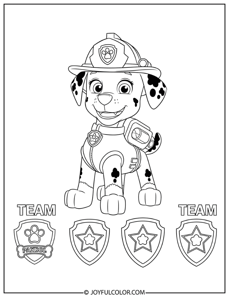 Paw Patrol Team Badge Lineup Coloring Page