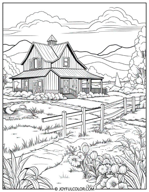 Country Farm Coloring Pages Easy To Print FREE Download 