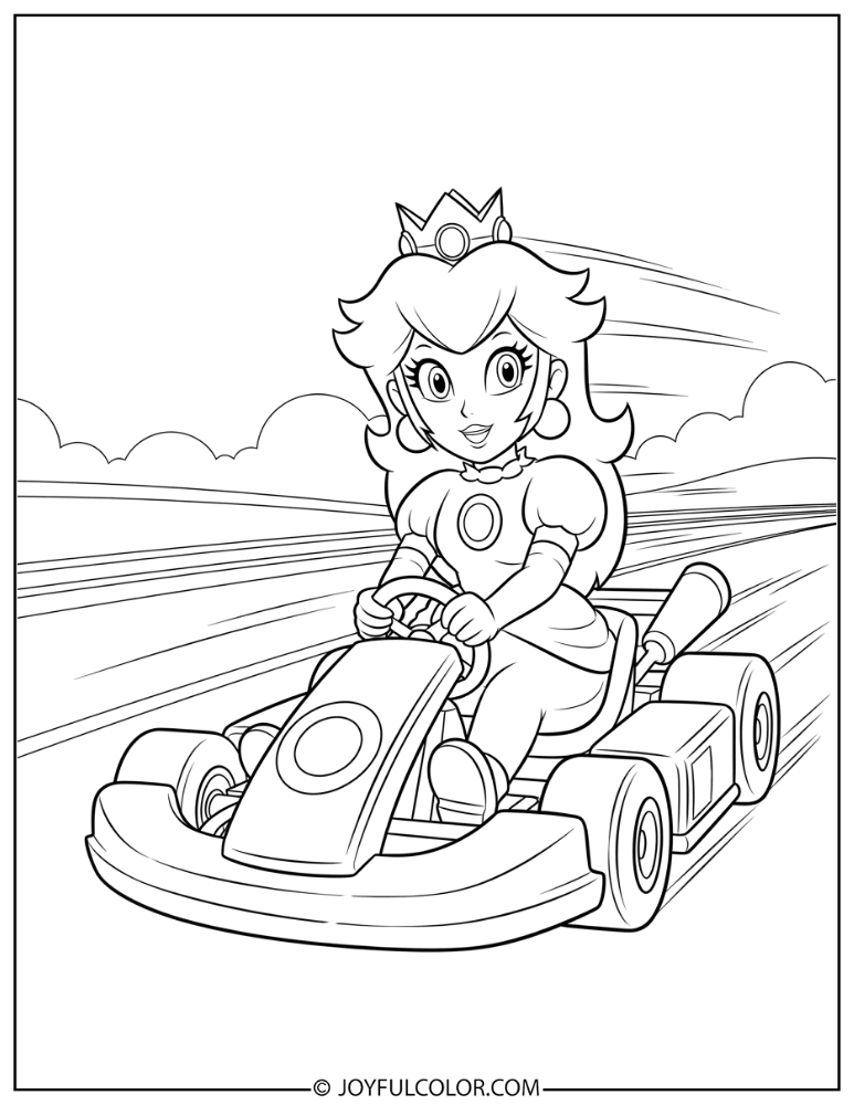 Peach Racing Coloring Page