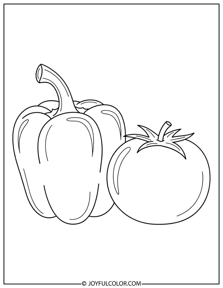 Pepper and Tomato Coloring Page