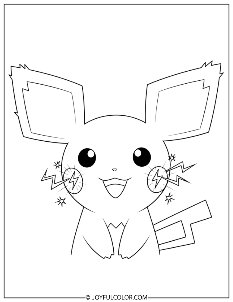 Pichu Cheeks Sparking Coloring Page
