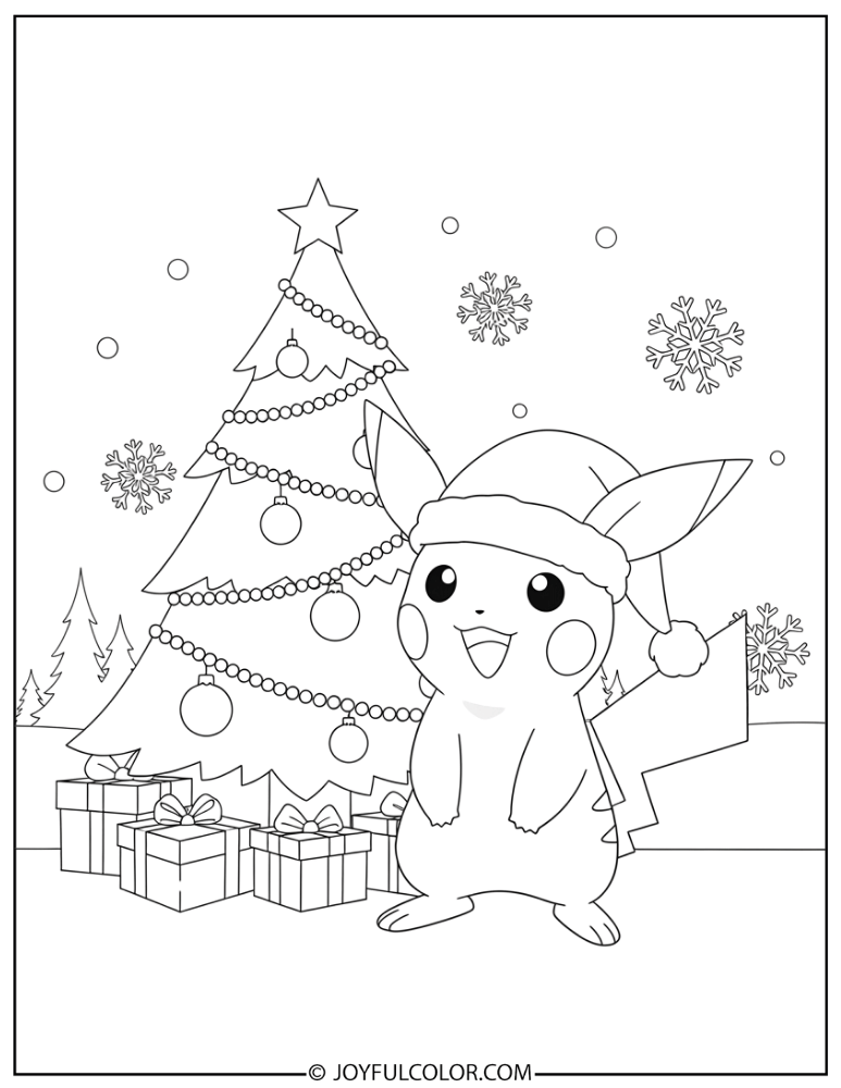 Pichu Christmas Coloring Page
