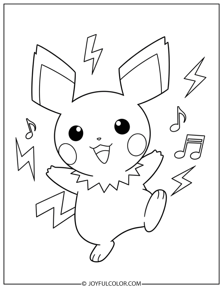 Pichu Dancing Coloring Page