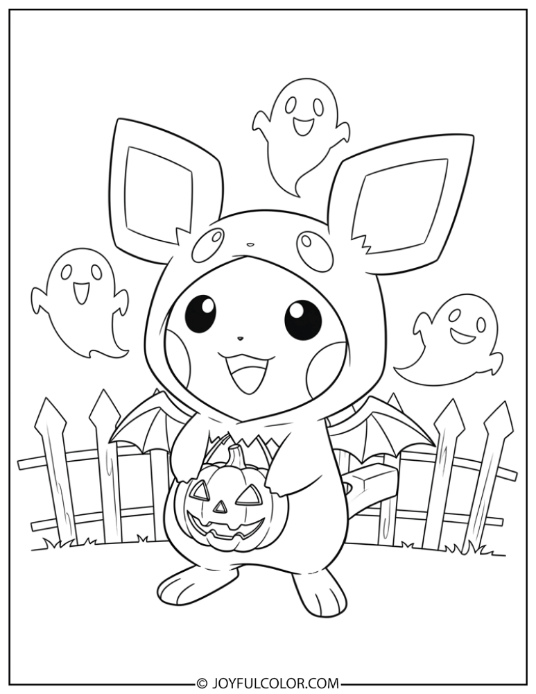Pichu Halloween Coloring Page