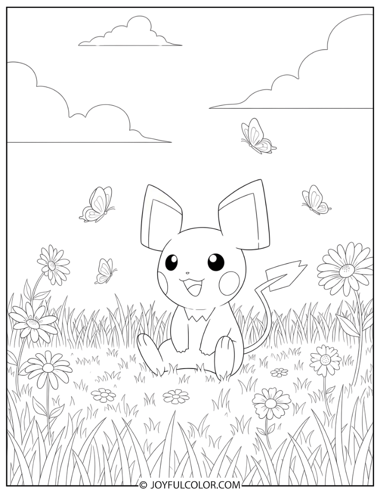 Pichu Nature Coloring Page