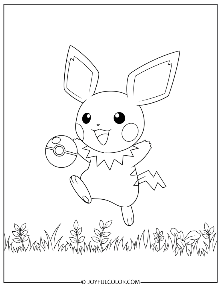 Pichu Playing Coloring Page