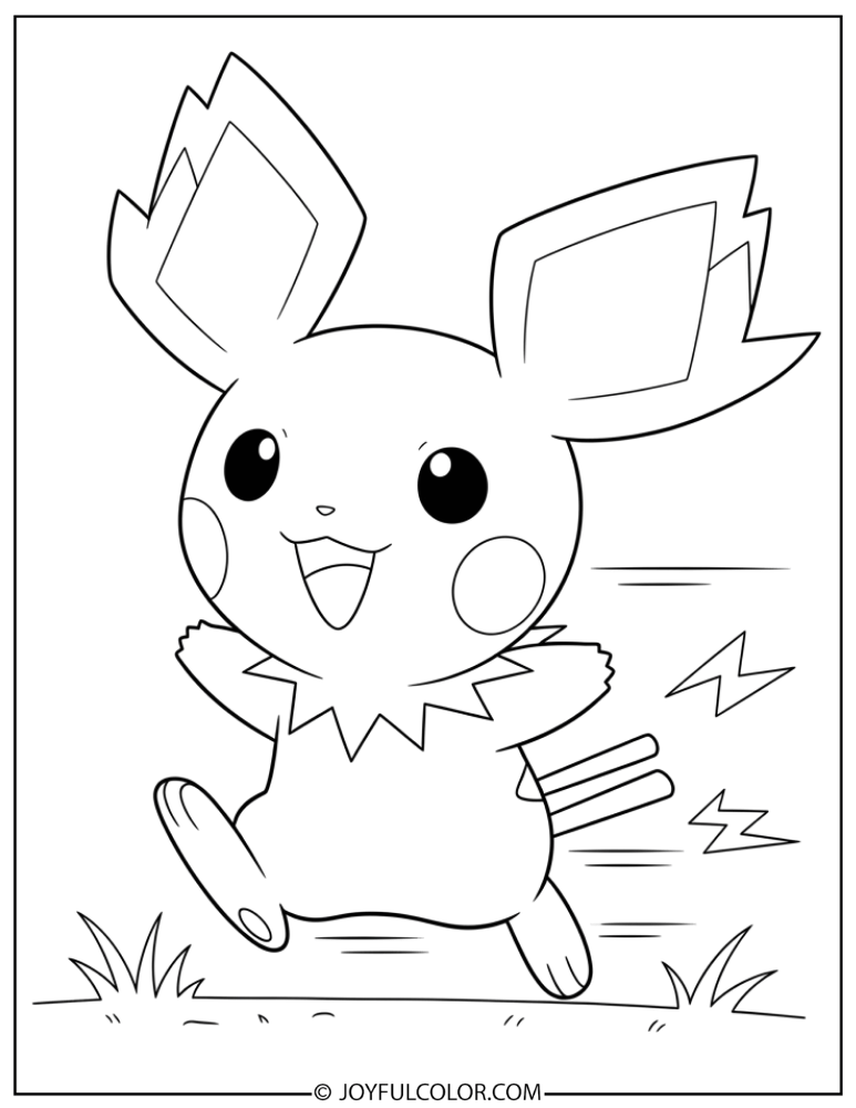 Pichu Running Coloring Page