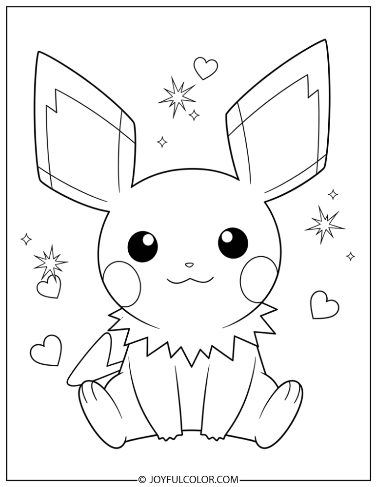 Pichu Sitting Coloring Page