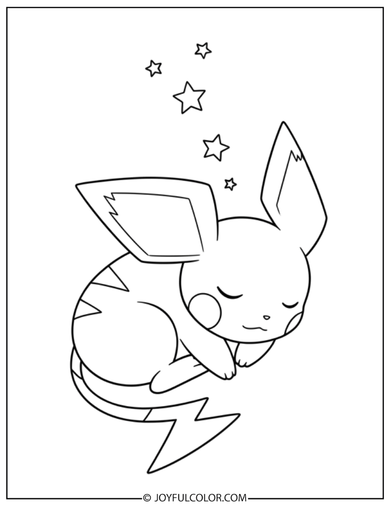 Pichu Sleeping Coloring Page
