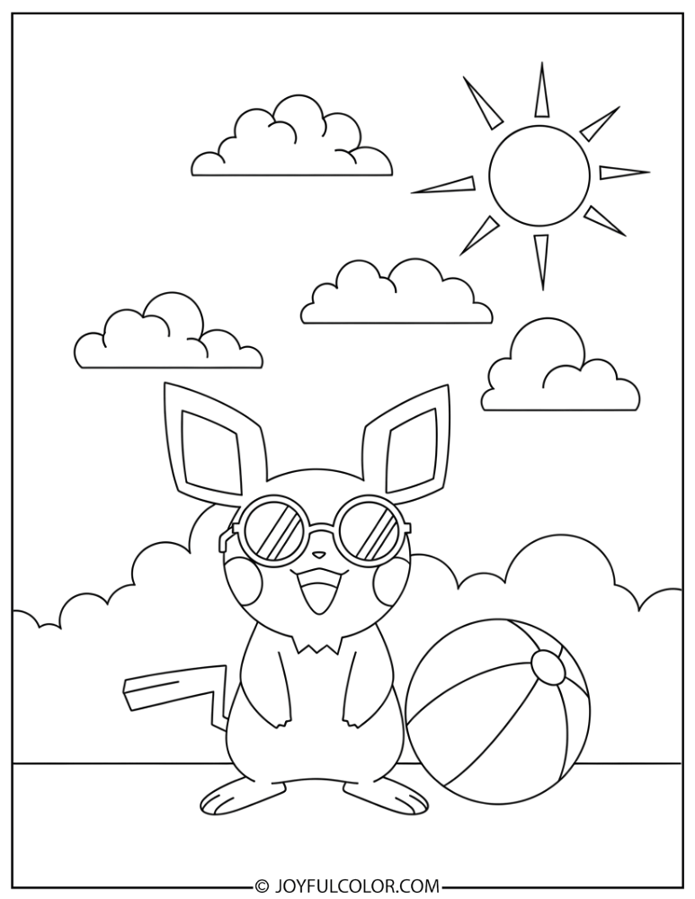 Pichu Summer Coloring Page